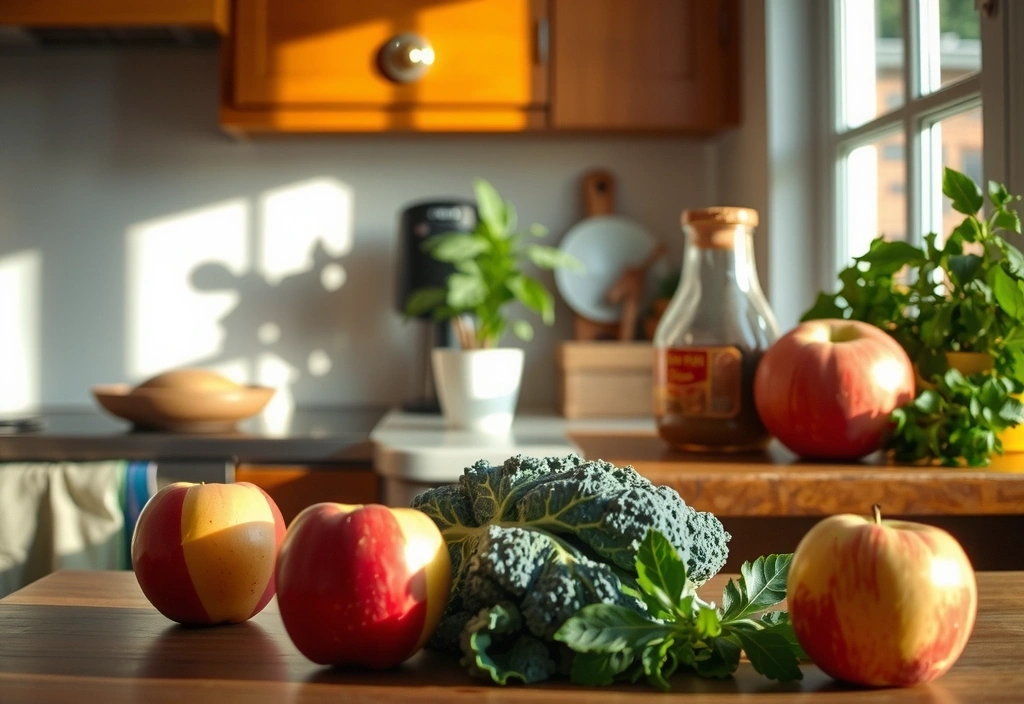Frische Zutaten in einer sonnigen Küche